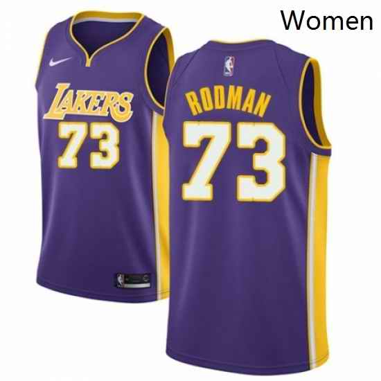 Womens Nike Los Angeles Lakers 73 Dennis Rodman Authentic Purple NBA Jersey Icon Edition